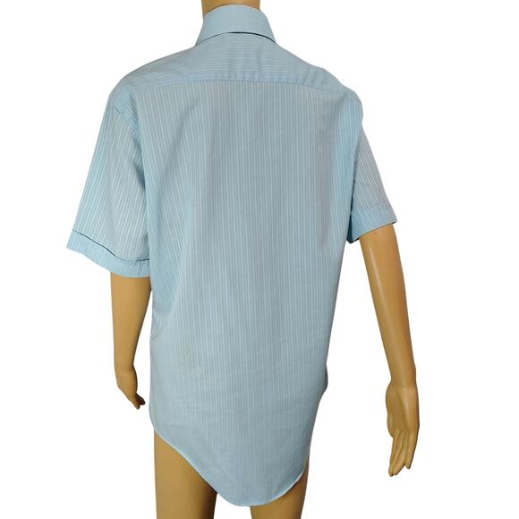 1980s Blue  Striped Collar Shirt Butterfly Wings  Single Needle Tailoring Size S - Picture 5 of 7